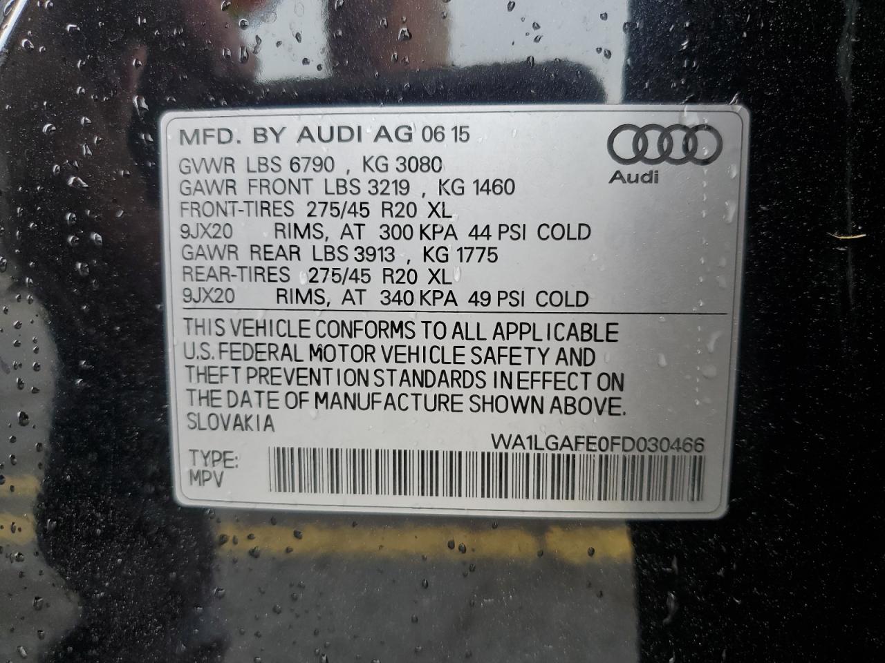 WA1LGAFE0FD030466 2015 Audi Q7 Premium Plus