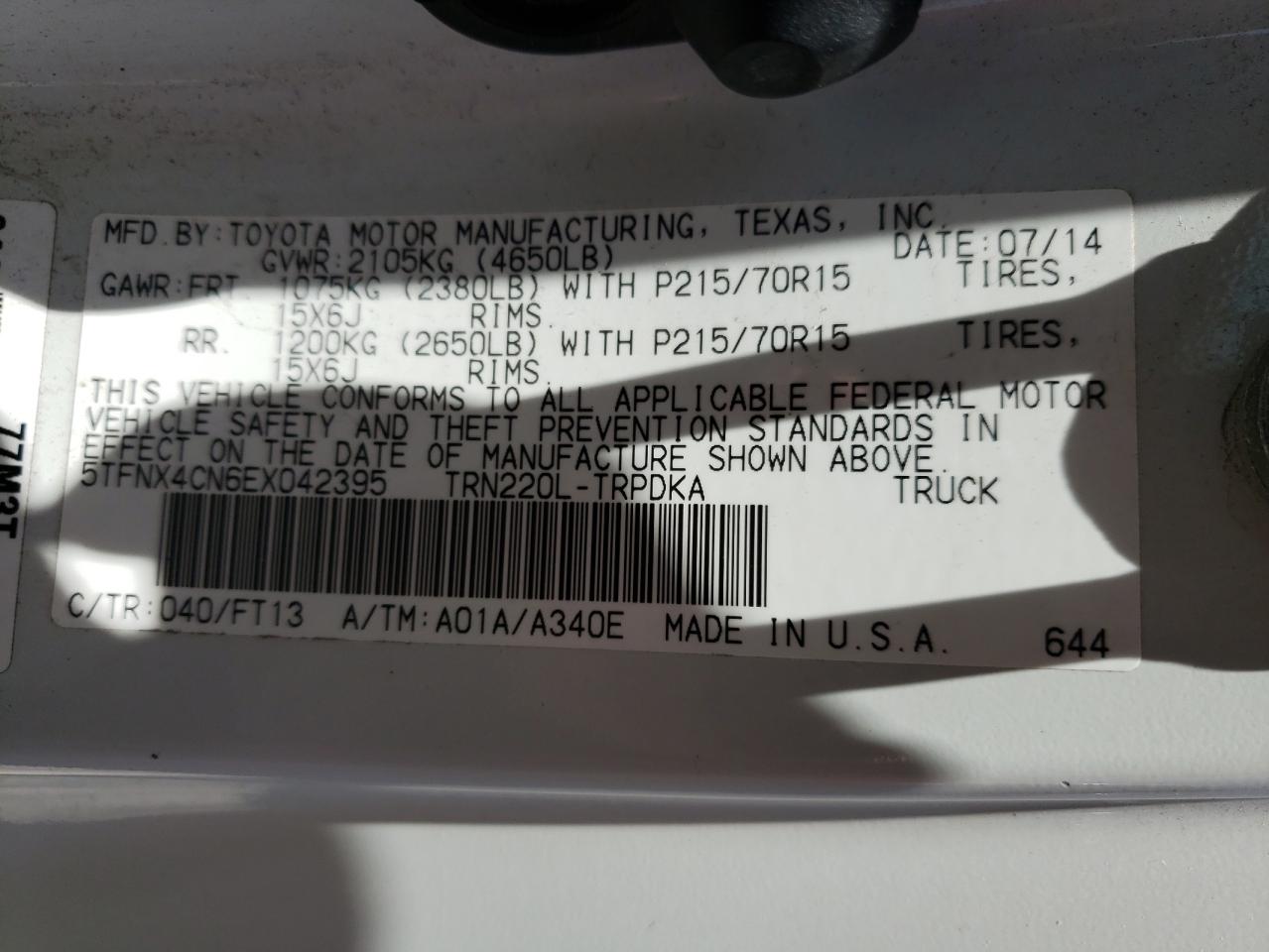 5TFNX4CN6EX042395 2014 Toyota Tacoma