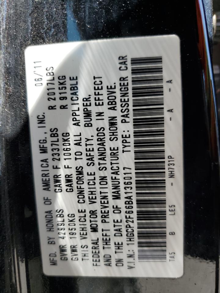1HGCP2F66BA136017 2011 Honda Accord Se