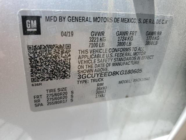 2019 CHEVROLET 1500 - 3GCUYEED8KG180605