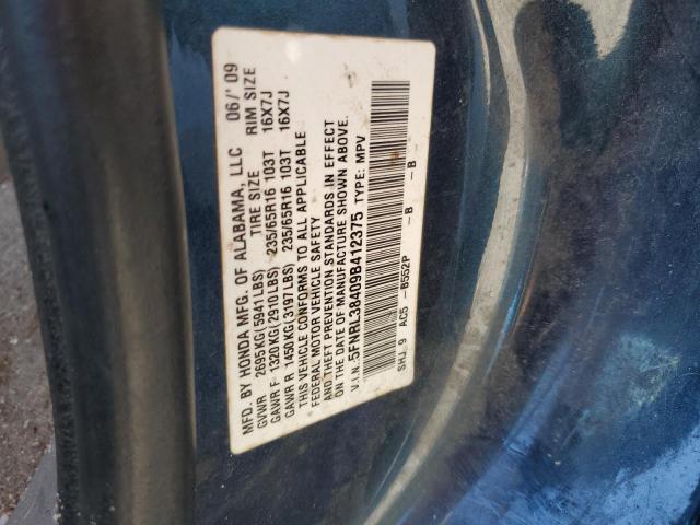 2009 Honda Odyssey Ex VIN: 5FNRL38409B412375 Lot: 55147324