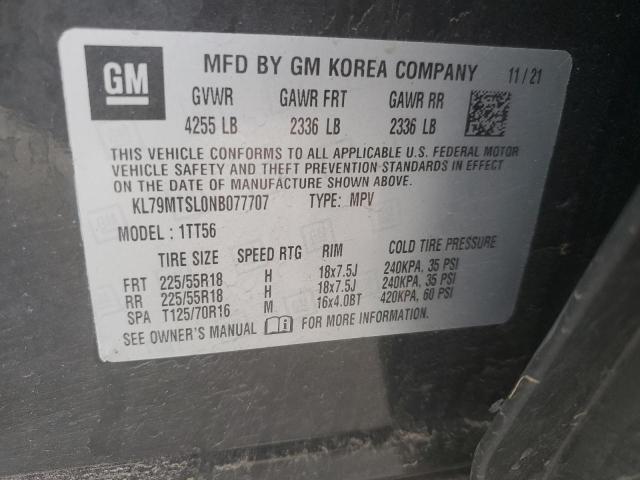 2022 Chevrolet Trailblazer Rs VIN: KL79MTSL0NB077707 Lot: 56185944