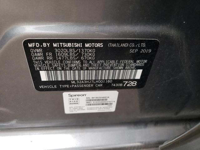 2020 Mitsubishi Mirage Es VIN: ML32A3HJ7LH001160 Lot: 54810614