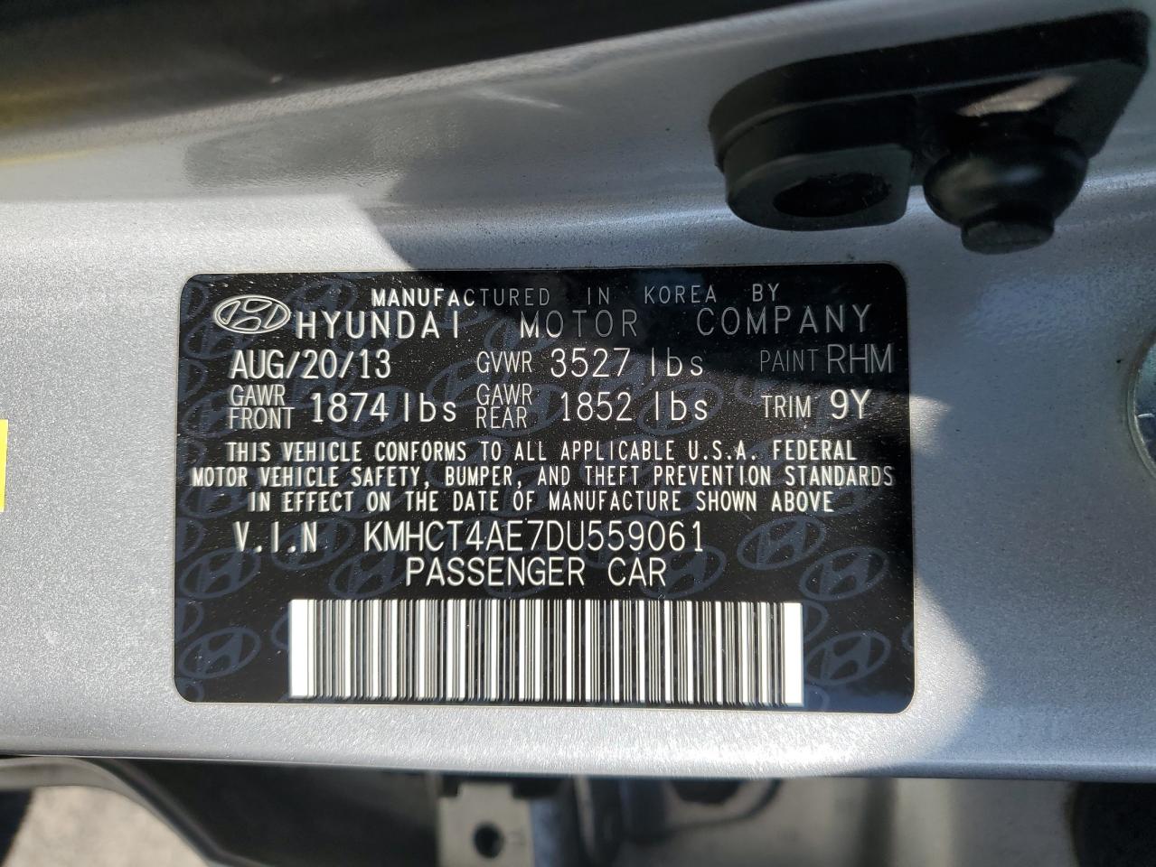 KMHCT4AE7DU559061 2013 Hyundai Accent Gls