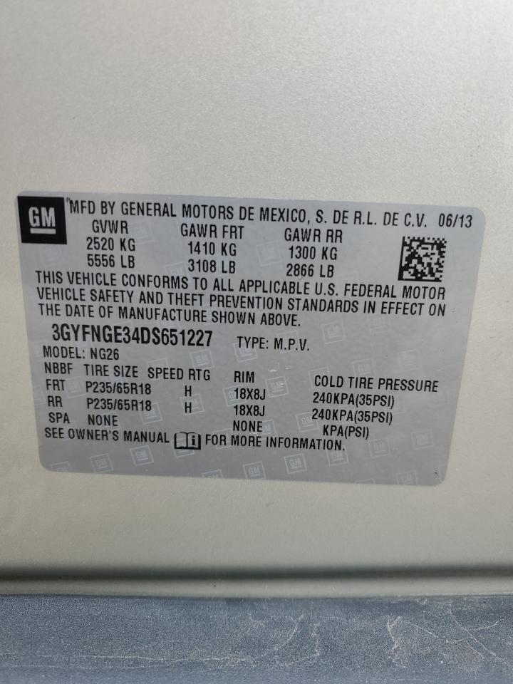 3GYFNGE34DS651227 2013 Cadillac Srx Luxury Collection