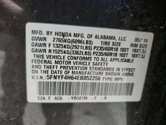 2014 Honda Pilot Exl VIN: 5FNYF4H64EB052256 Lot: 56085094