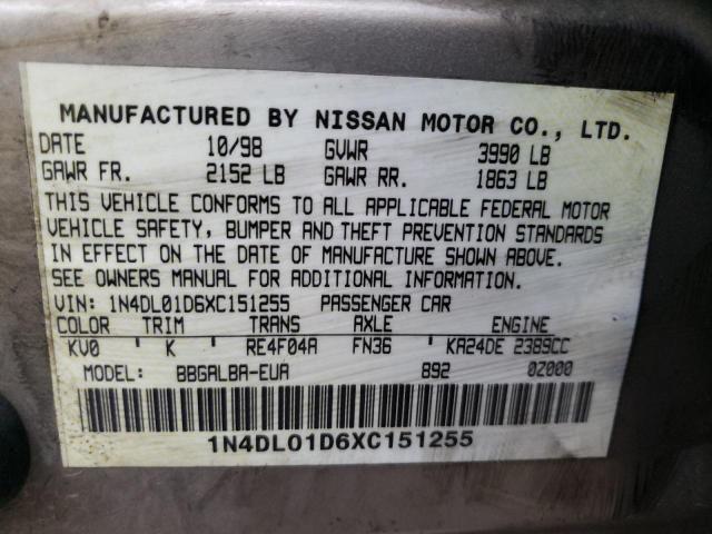 1999 Nissan Altima Xe VIN: 1N4DL01D6XC151255 Lot: 56224124