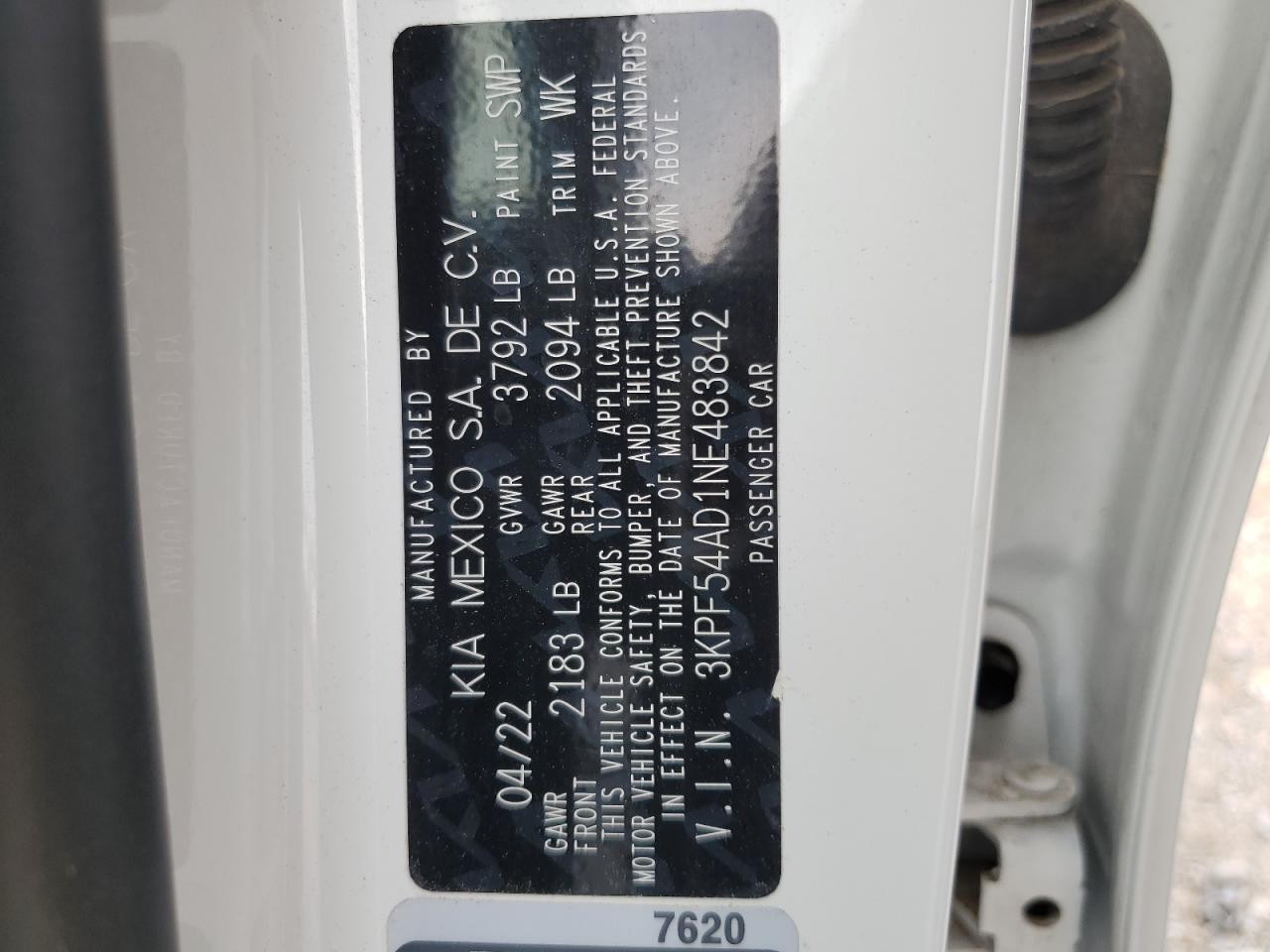 3KPF54AD1NE483842 2022 Kia Forte Gt Line