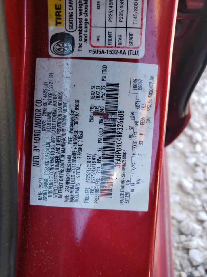 3FAHP0KC4BR326608 2011 Ford Fusion Sport