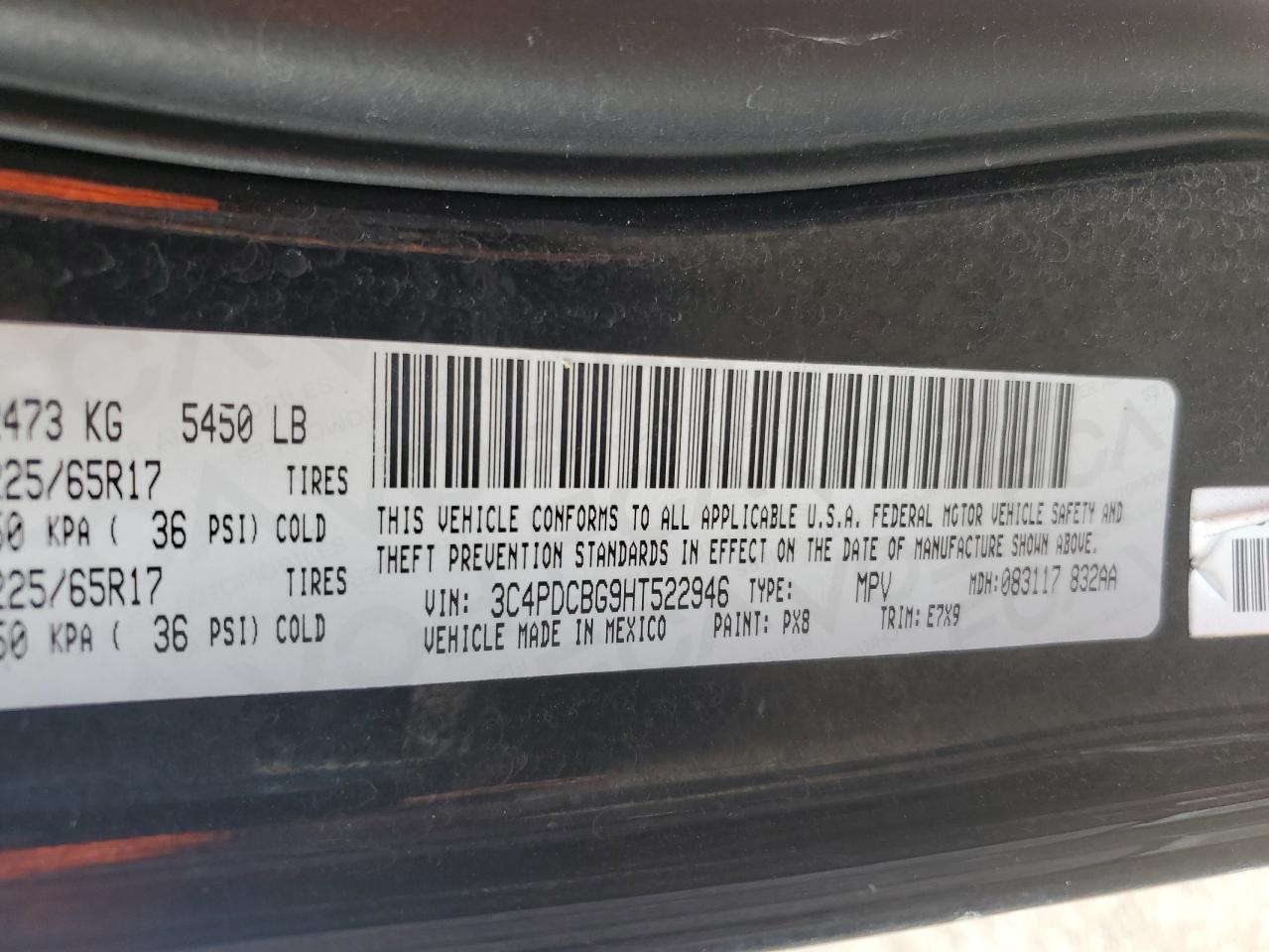 3C4PDCBG9HT522946 2017 Dodge Journey Sxt