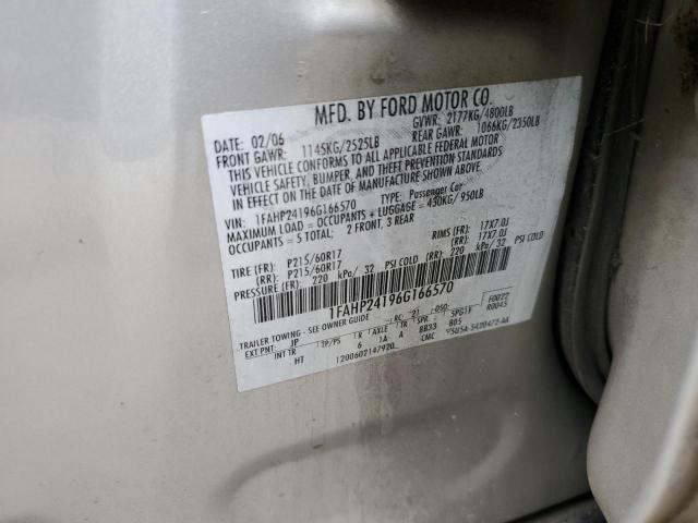 2006 Ford Five Hundred Sel VIN: 1FAHP24196G166570 Lot: 54161304