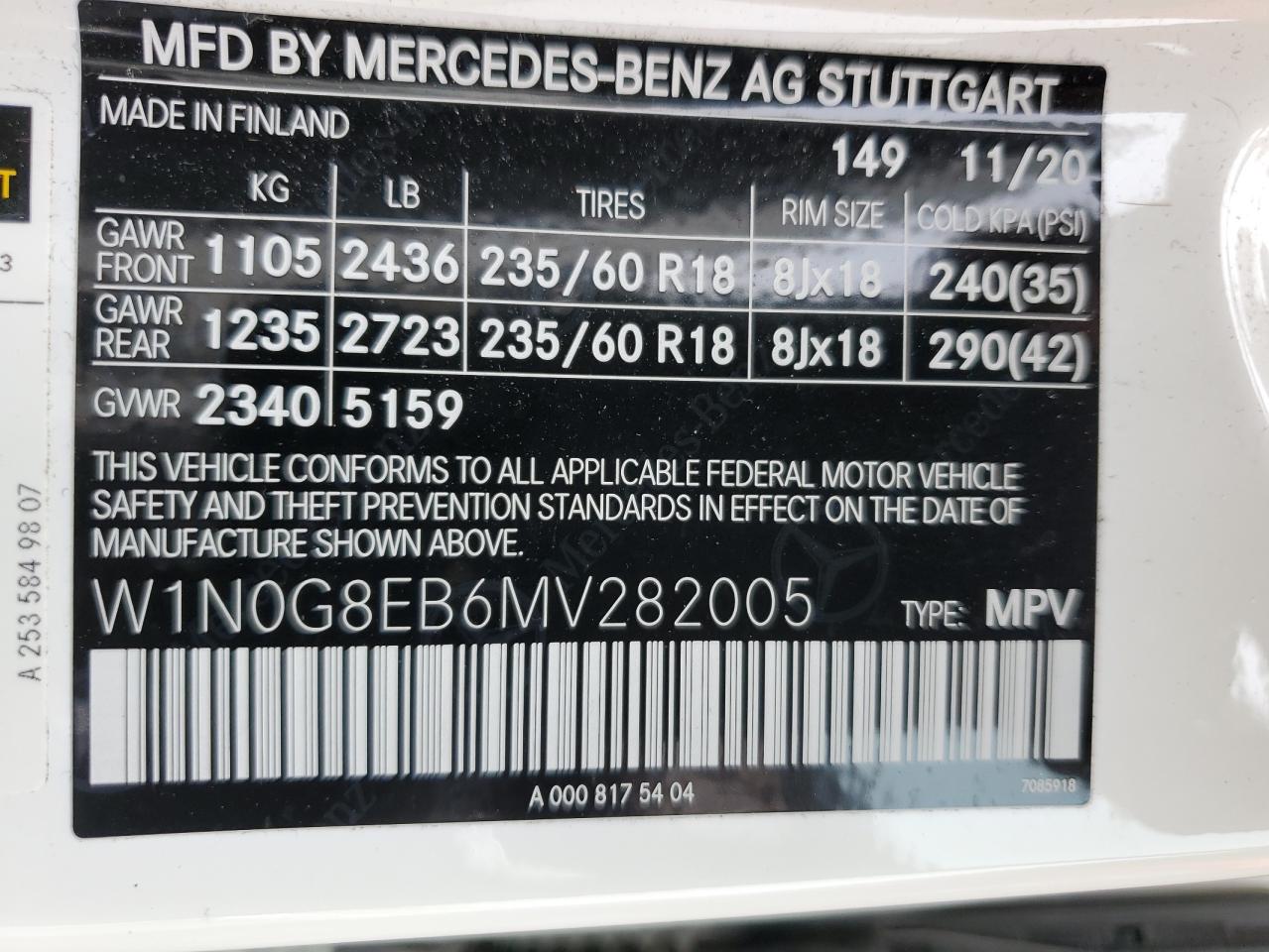 W1N0G8EB6MV282005 2021 Mercedes-Benz Glc 300 4Matic