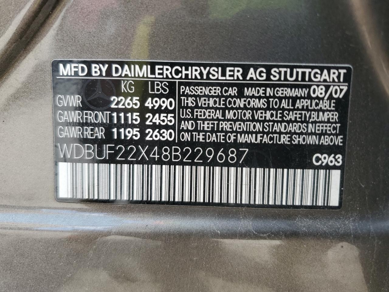 WDBUF22X48B229687 2008 Mercedes-Benz E 320 Cdi