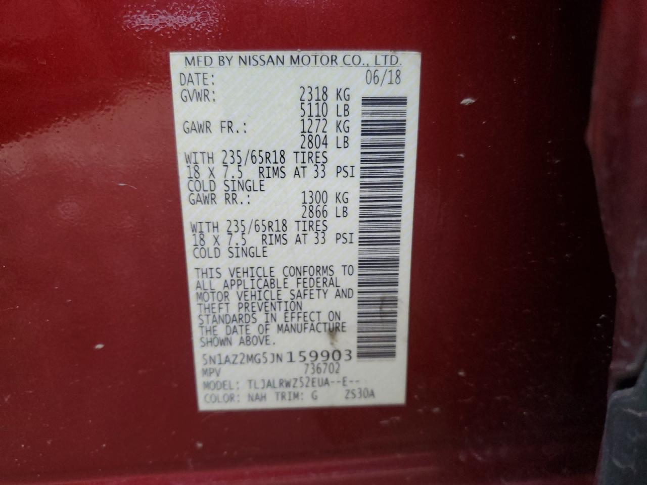 5N1AZ2MG5JN159903 2018 Nissan Murano S