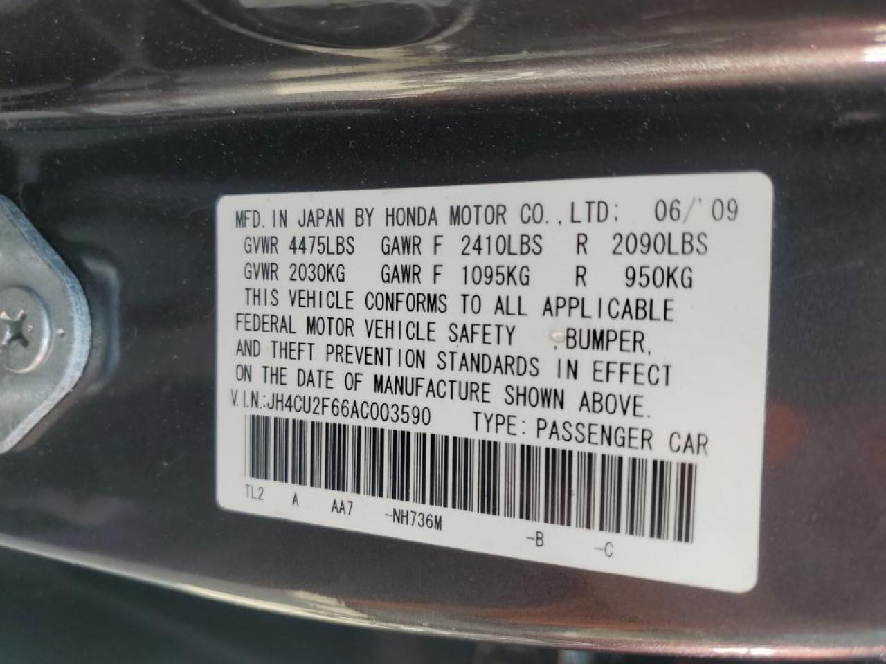 JH4CU2F66AC003590 2010 Acura Tsx