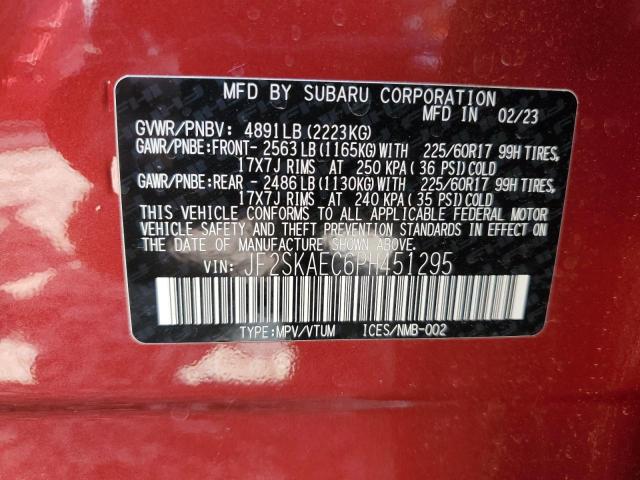 2023 Subaru Forester Premium VIN: JF2SKAEC6PH451295 Lot: 54472844