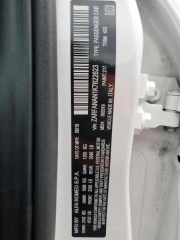 2019 Alfa Romeo Giulia VIN: ZARFANAN1K7622623 Lot: 55352644