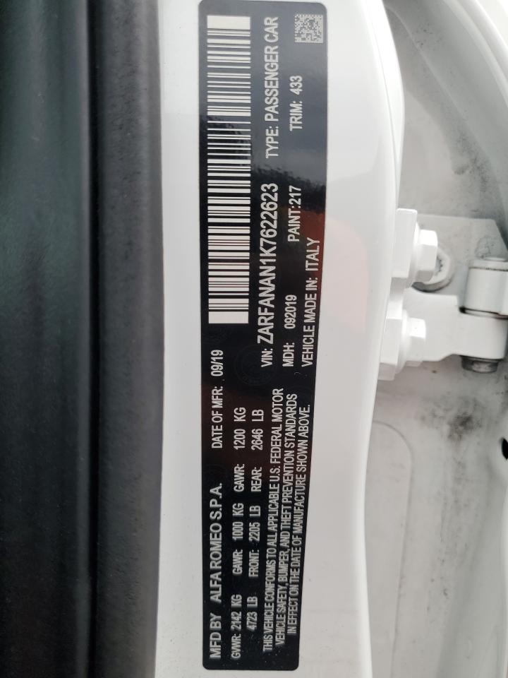 ZARFANAN1K7622623 2019 Alfa Romeo Giulia