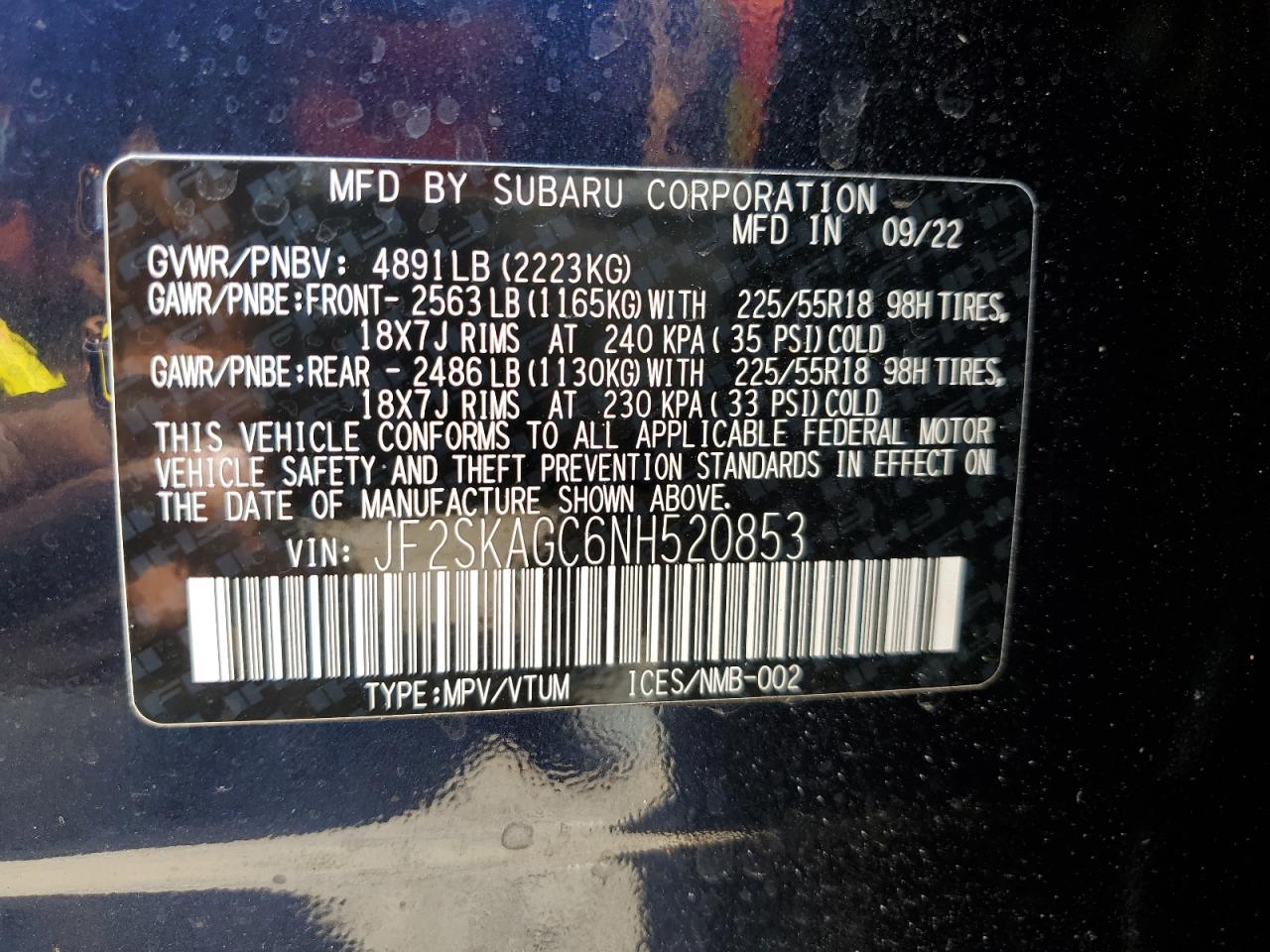 2022 Subaru Forester Sport vin: JF2SKAGC6NH520853