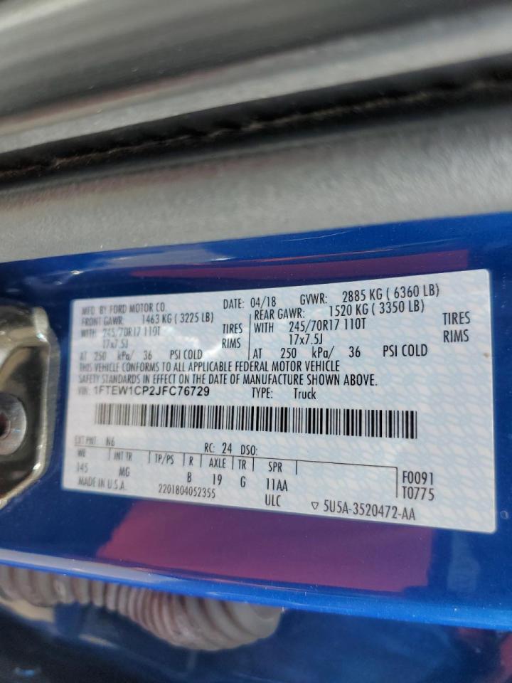 1FTEW1CP2JFC76729 2018 Ford F150 Supercrew