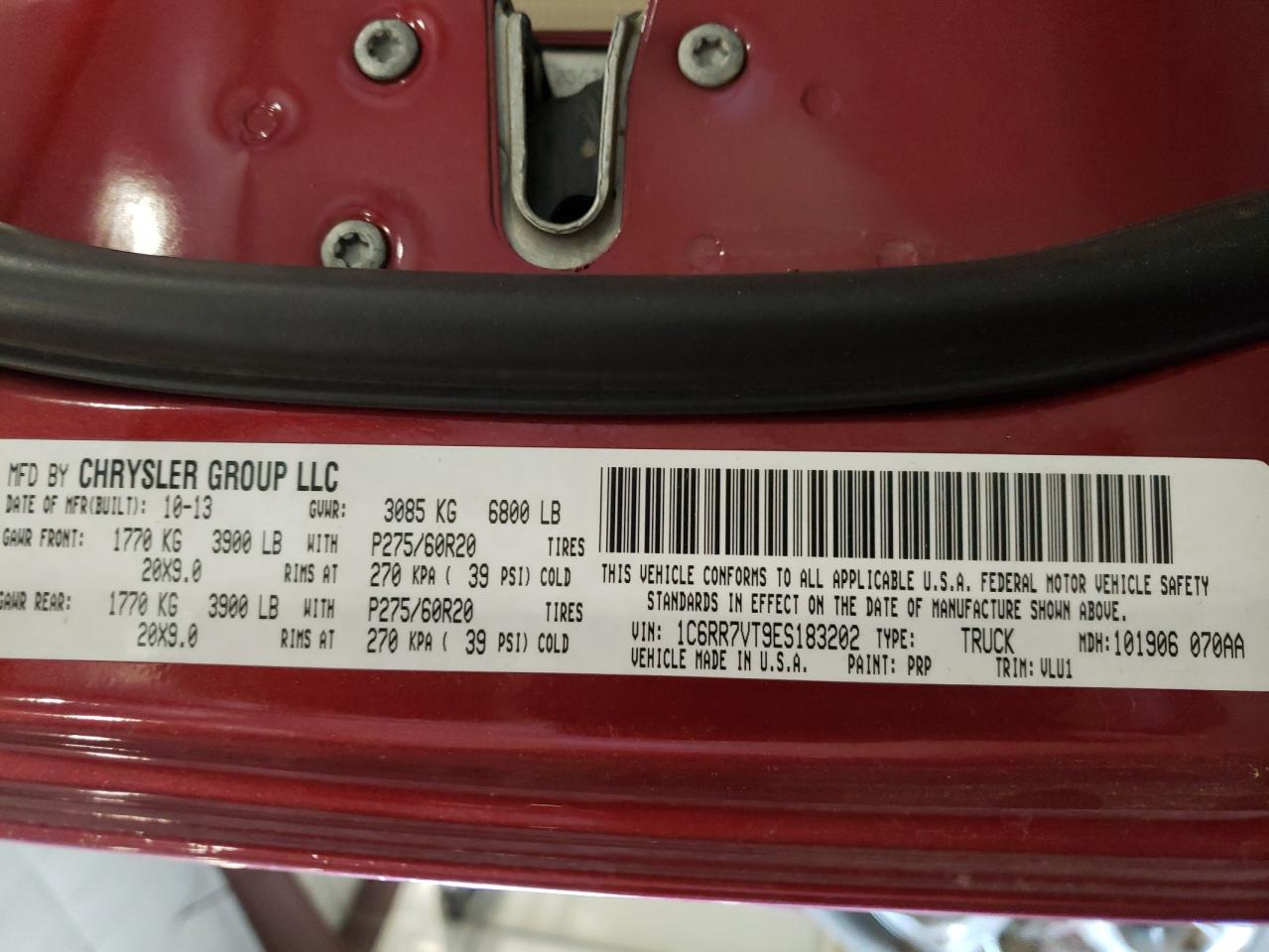 1C6RR7VT9ES183202 2014 Ram 1500 Laramie