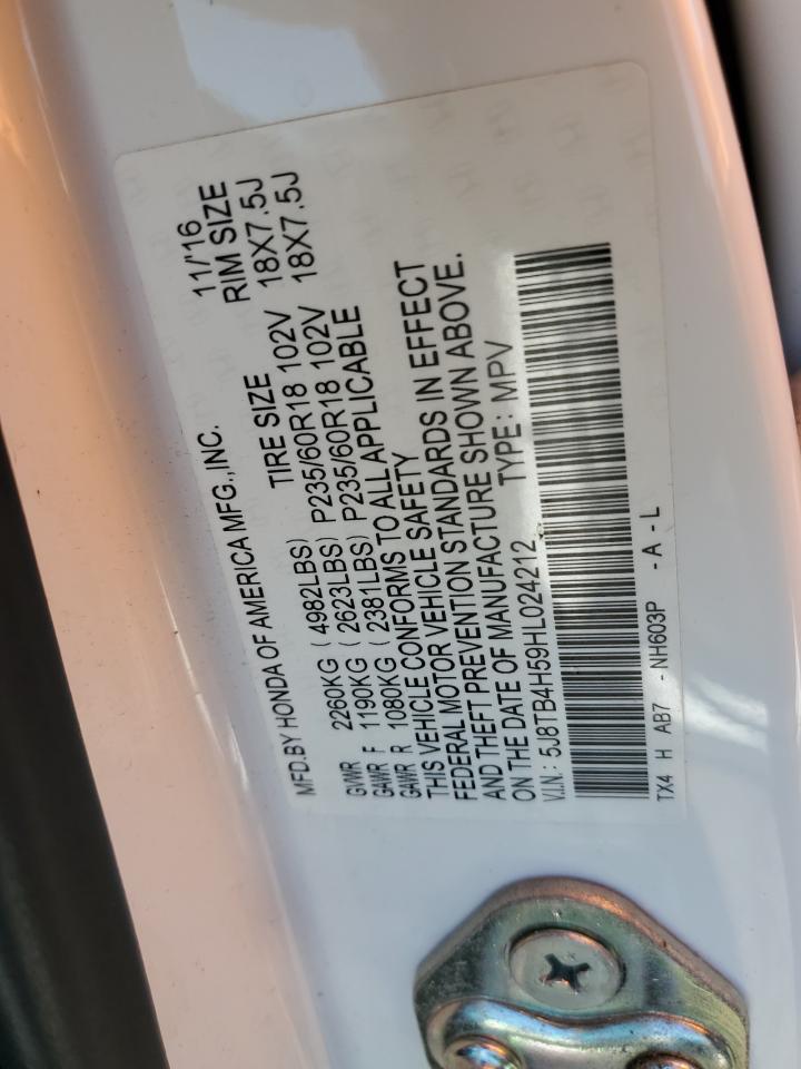 5J8TB4H59HL024212 2017 Acura Rdx Technology