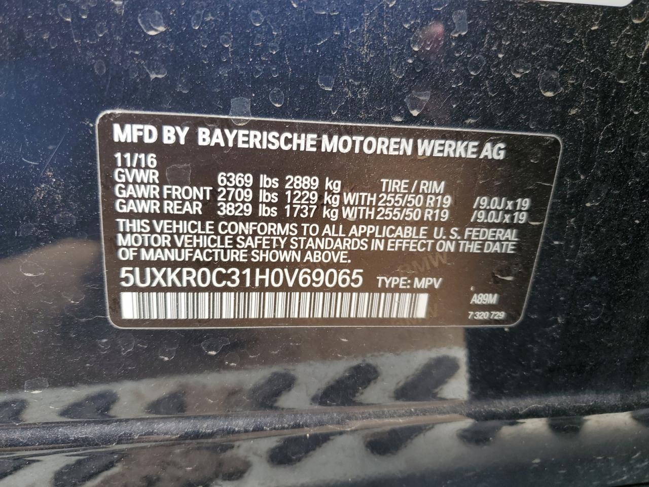 5UXKR0C31H0V69065 2017 BMW X5 xDrive35I