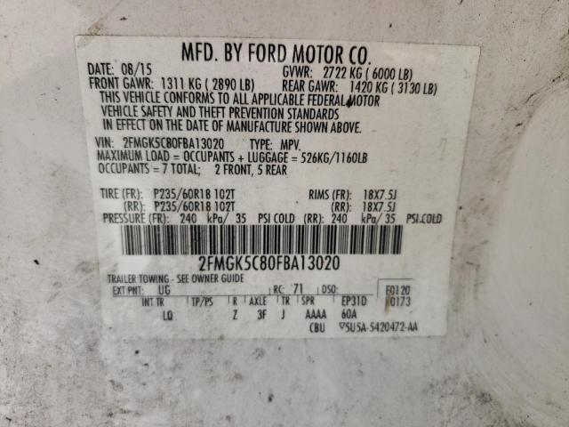 2015 Ford Flex Sel VIN: 2FMGK5C80FBA13020 Lot: 56205274