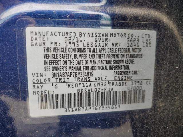 2016 Nissan Sentra S VIN: 3N1AB7AP7GY234819 Lot: 53935804