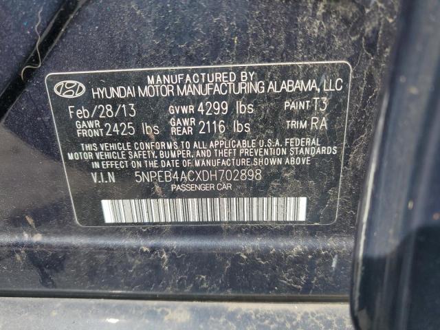 2013 Hyundai Sonata Gls VIN: 5NPEB4ACXDH702898 Lot: 54946374