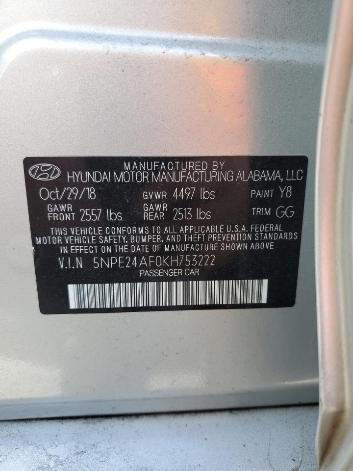 5NPE24AF0KH753222 2019 Hyundai Sonata Se