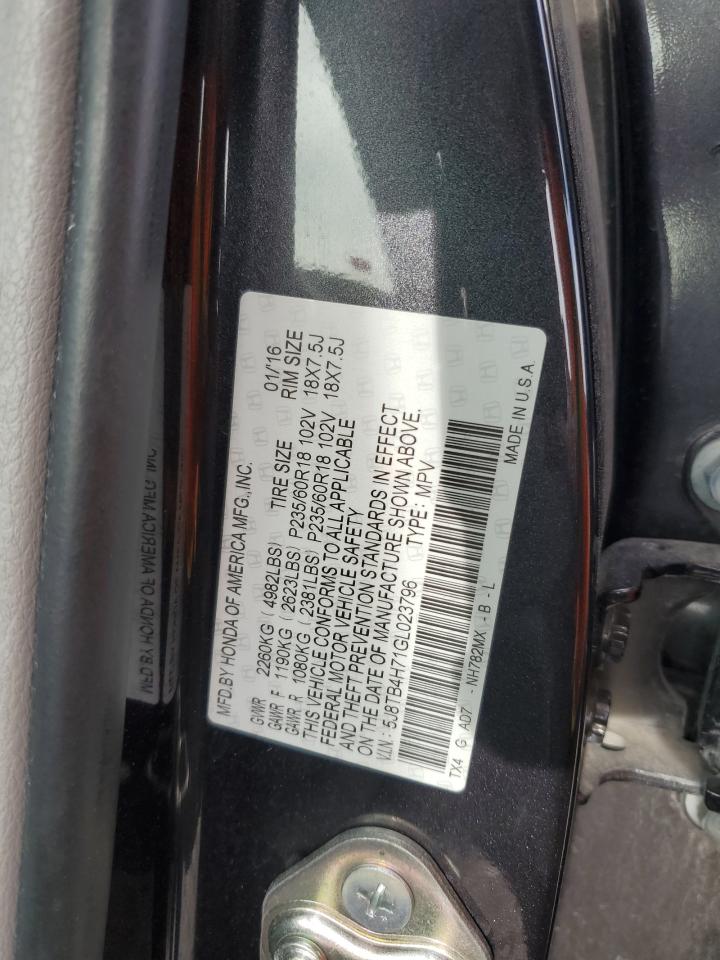 5J8TB4H71GL023796 2016 Acura Rdx Advance