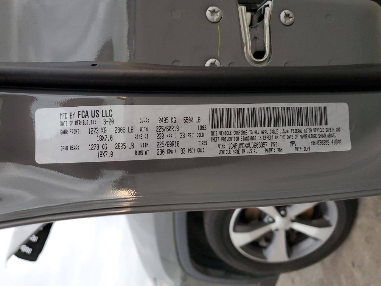 1C4PJMDXXLD603397 2020 Jeep Cherokee Limited