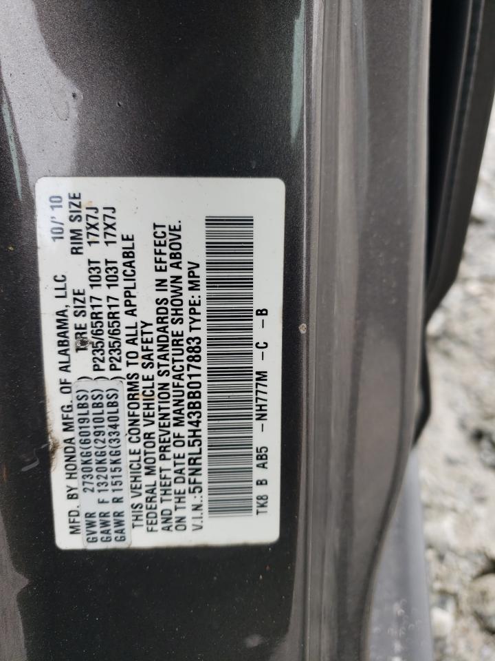 5FNRL5H43BB017883 2011 Honda Odyssey Ex