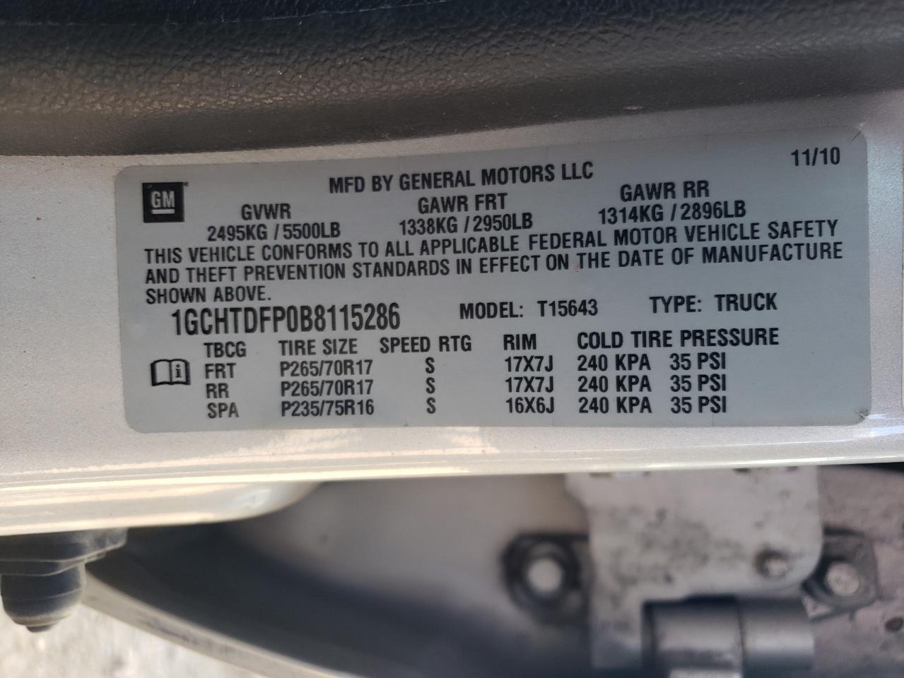 1GCHTDFP0B8115286 2011 Chevrolet Colorado Lt