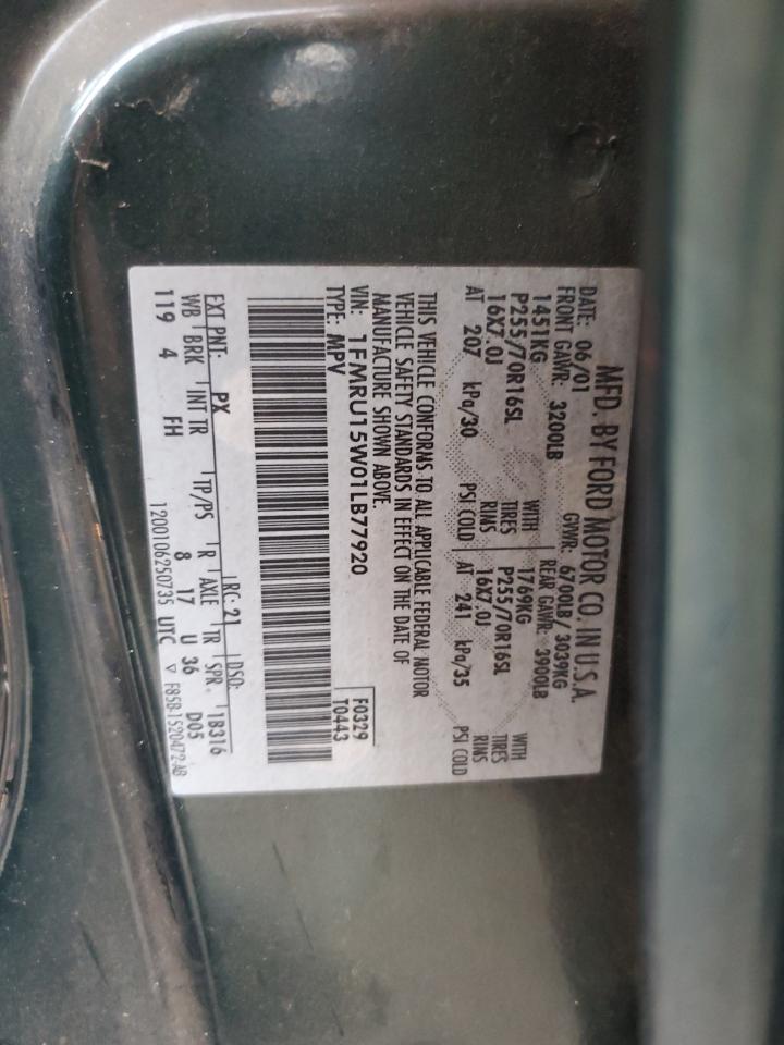 1FMRU15W01LB77920 2001 Ford Expedition Xlt