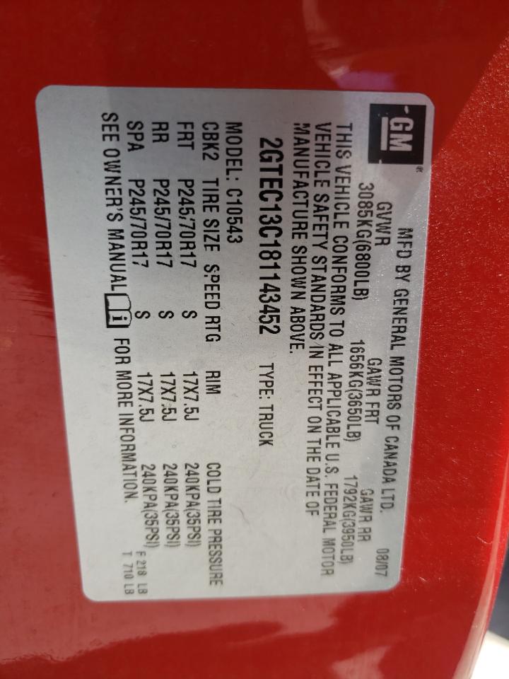 2GTEC13C181143452 2008 GMC Sierra C1500