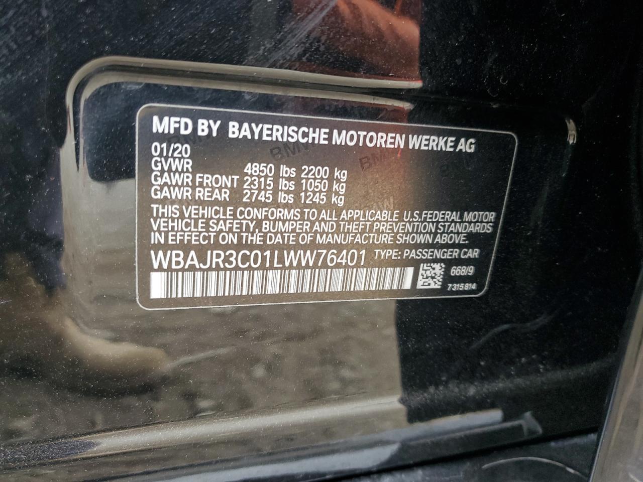 WBAJR3C01LWW76401 2020 BMW 530 I