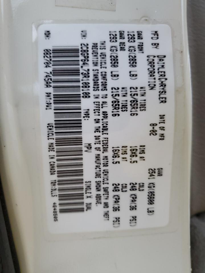 2C8GP64L73R108108 2003 Chrysler Town & Country Limited