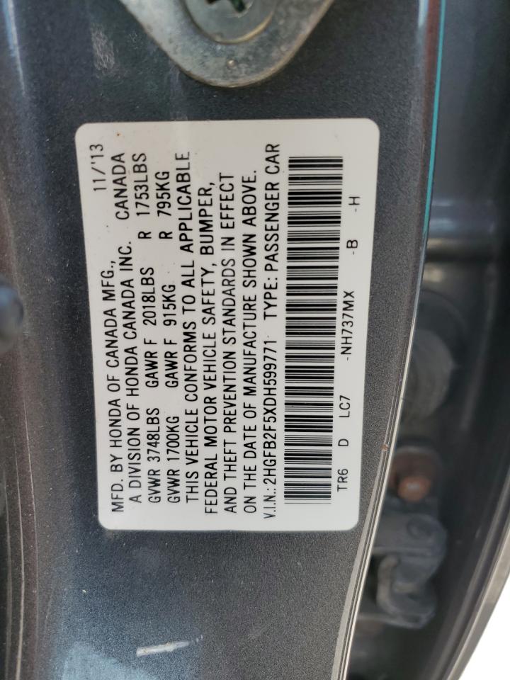 2HGFB2F5XDH599771 2013 Honda Civic Lx