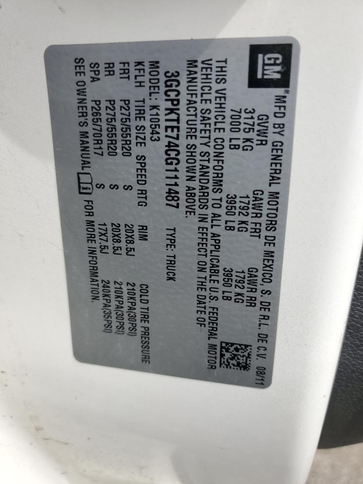 3GCPKTE74CG111487 2012 Chevrolet Silverado K1500 Ltz