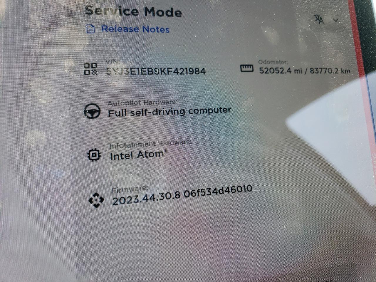 5YJ3E1EB8KF421984 2019 Tesla Model 3