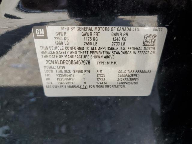 2011 Chevrolet Equinox Lt VIN: 2CNALDEC0B6467978 Lot: 57107164