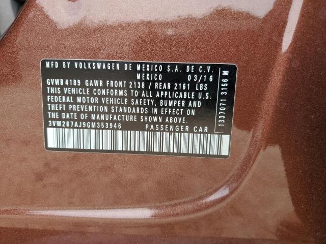 2016 Volkswagen Jetta S VIN: 3VW267AJ9GM353946 Lot: 52086214