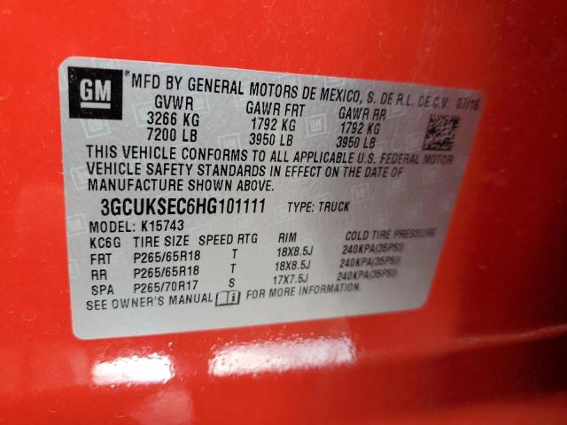 2017 CHEVROLET SILVERADO - 3GCUKSEC6HG101111