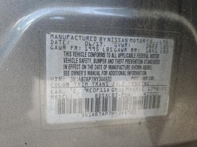 2017 Nissan Sentra S VIN: 3N1AB7AP7HY344920 Lot: 54886684