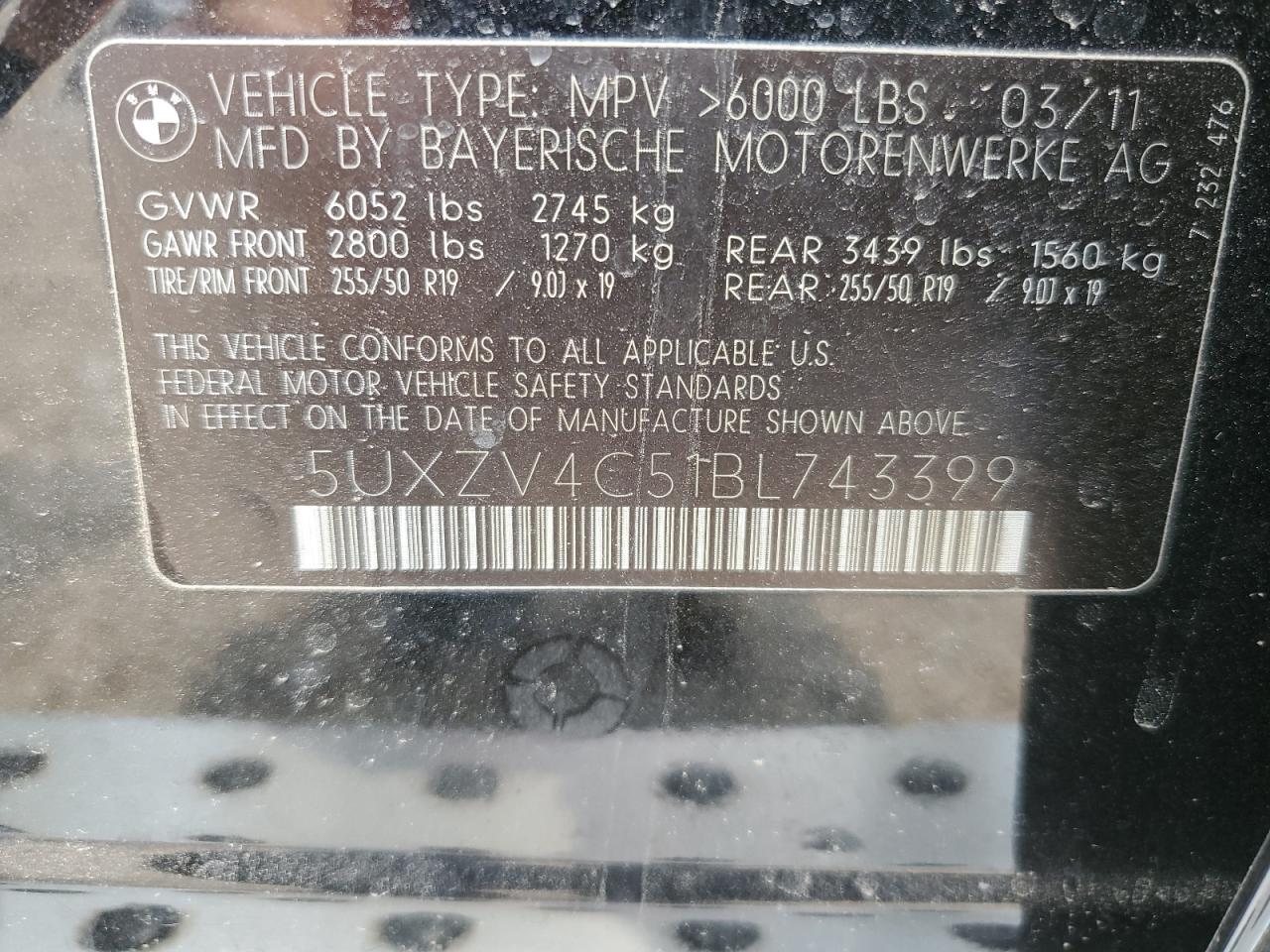 5UXZV4C51BL743399 2011 BMW X5 xDrive35I