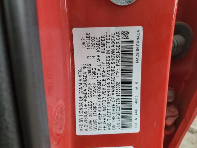 2022 HONDA CIVIC LX - 2HGFE2F27NH536092