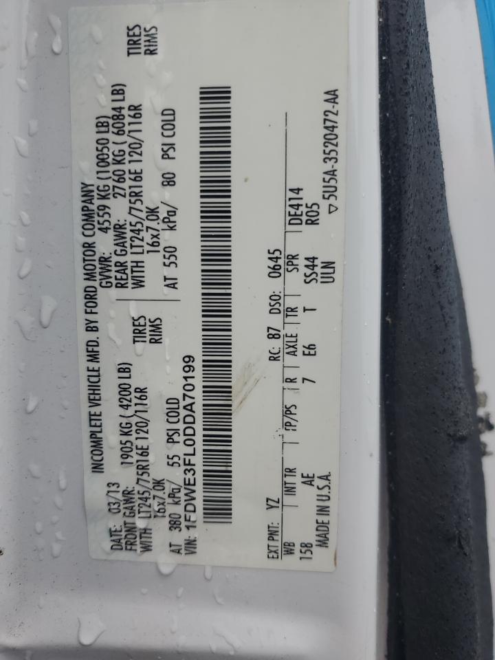 1FDWE3FL0DDA70199 2013 Ford Econoline E350 Super Duty Cutaway Van