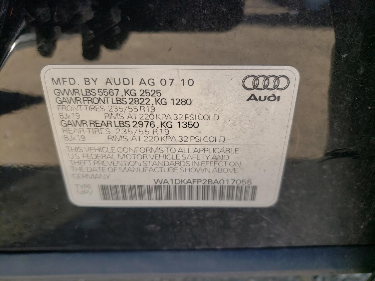 WA1DKAFP2BA017055 2011 Audi Q5 Premium Plus